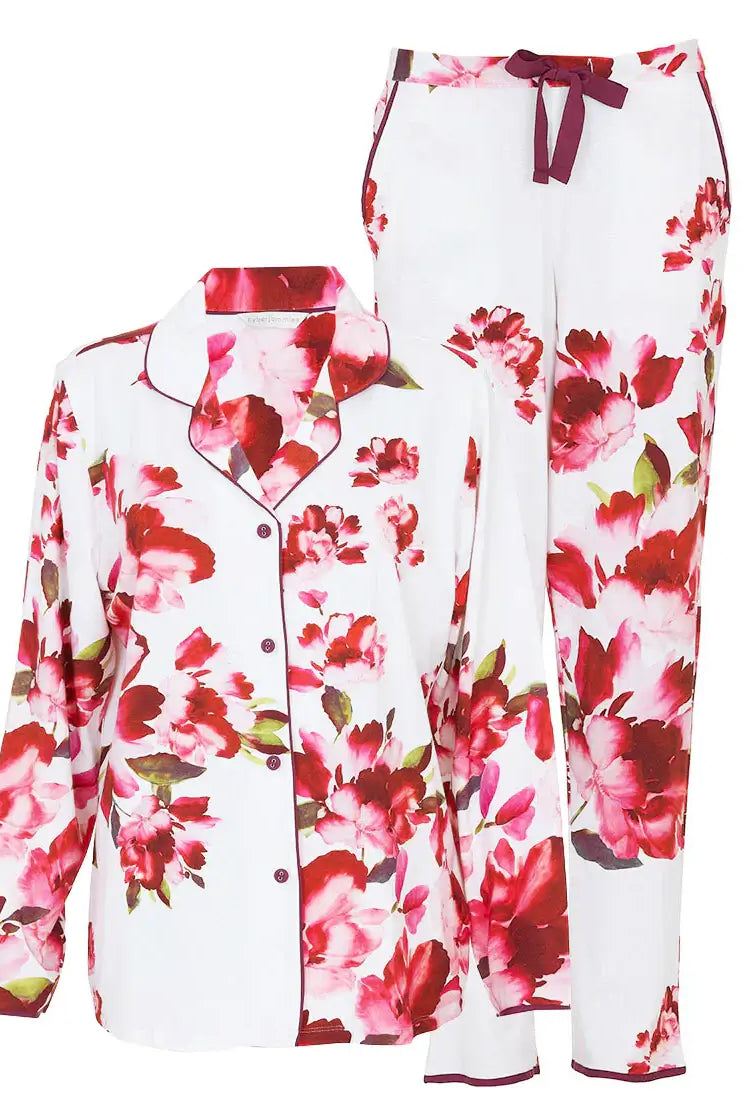 Isabella Women's Floral Printed Button up Jersey Pyjama Set