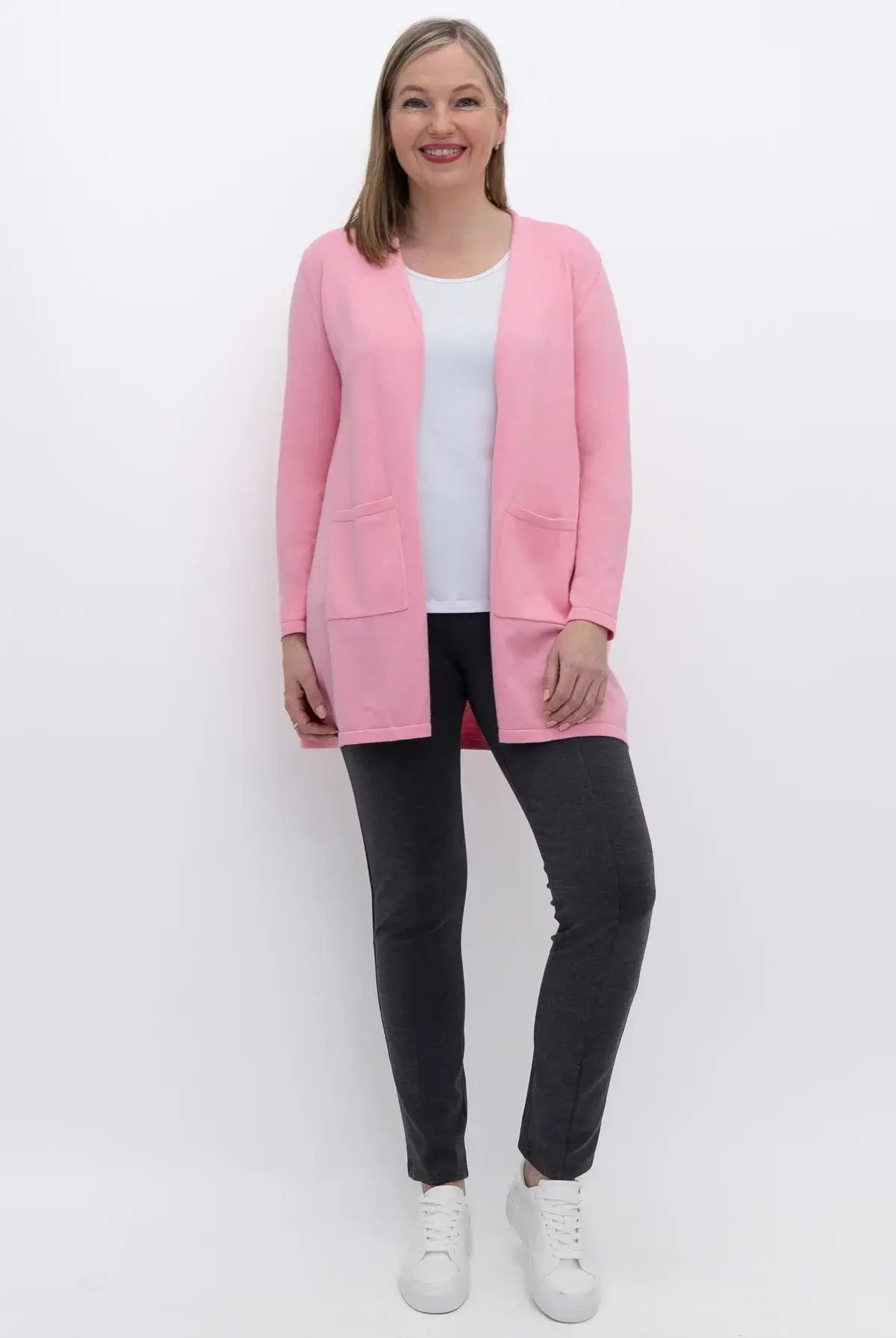 women's open front cotton cardigan with pockets classic elegant Blue Sky Clothing Co.