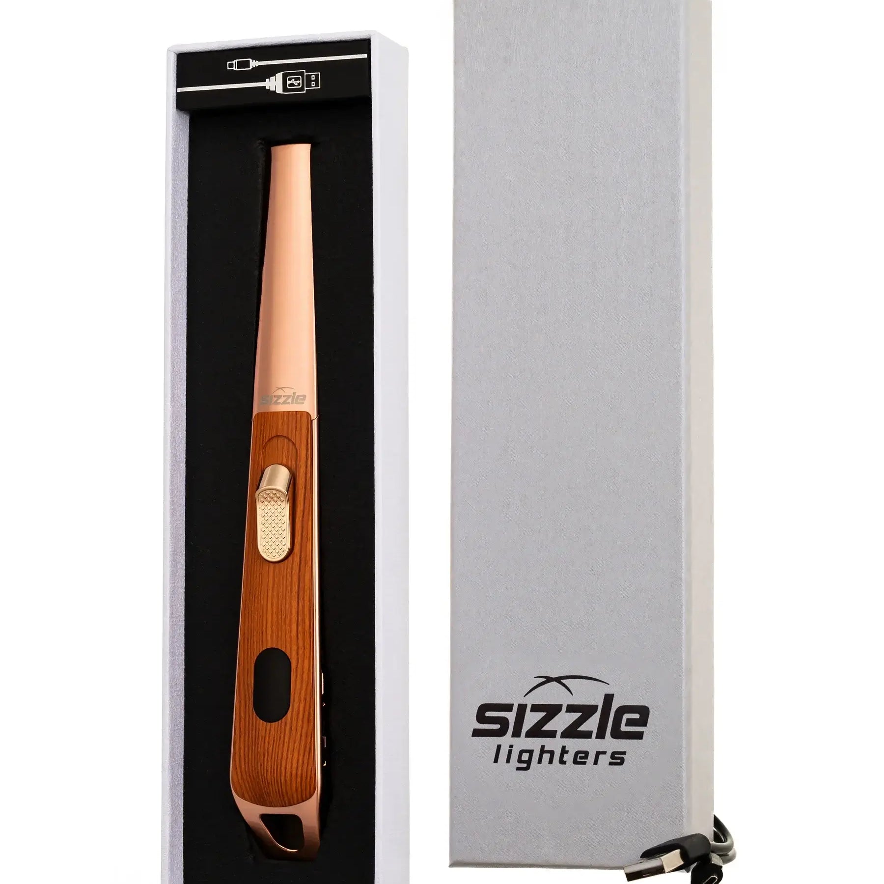 all-groups Sizzle LUX USB Rechargeable Plasma Arc Lighter | Black, Walnut or Oak Wood Grain
