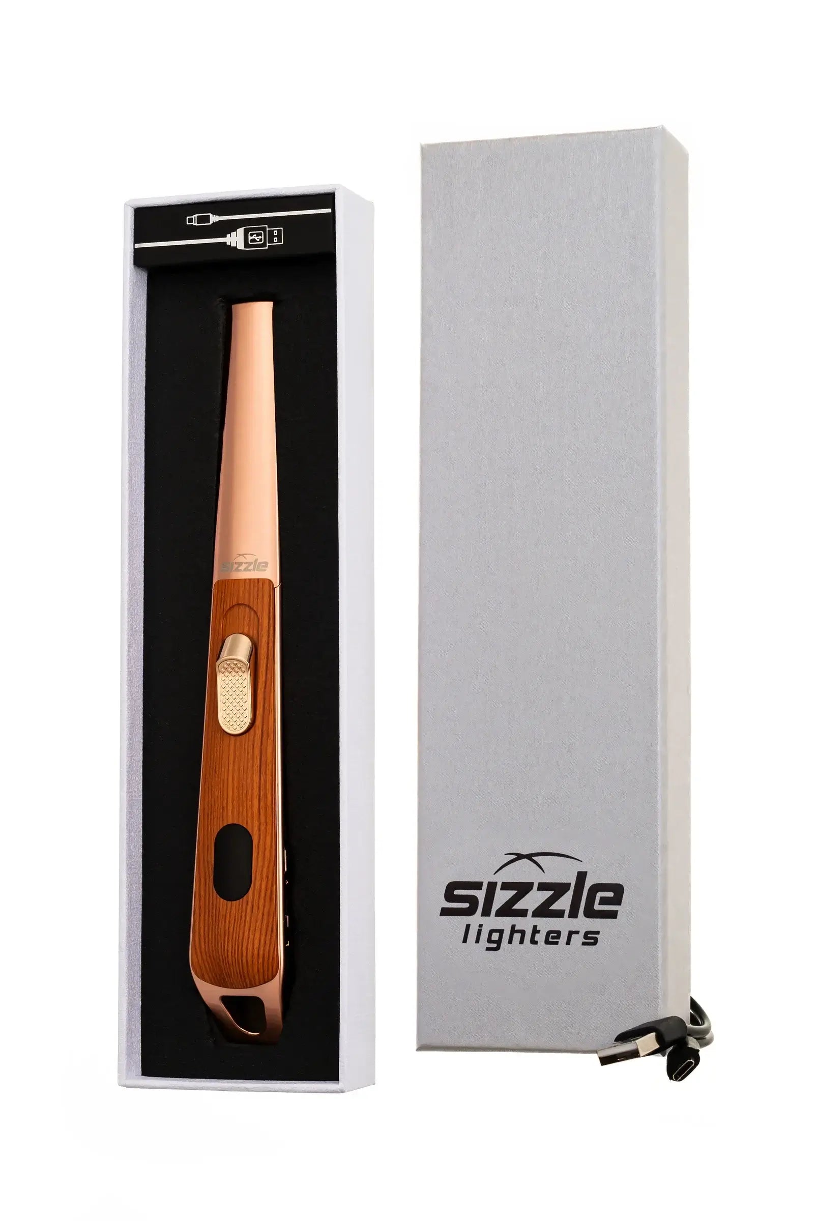 all-groups Sizzle LUX USB Rechargeable Plasma Arc Lighter | Black, Walnut or Oak Wood Grain