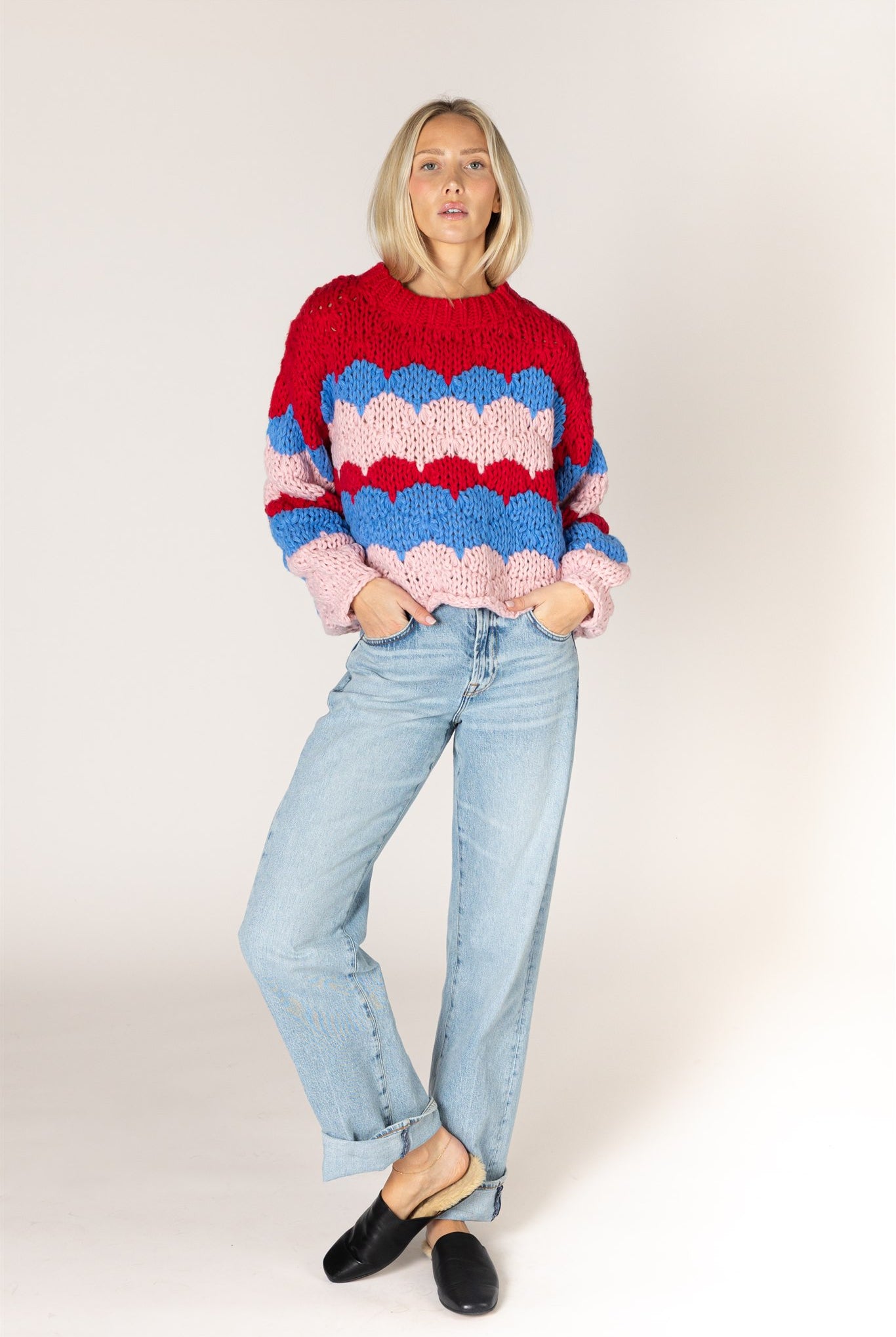Lyla & Luxe LYNN chunky knit stripe detail texture — Cloud Nine Pajamas