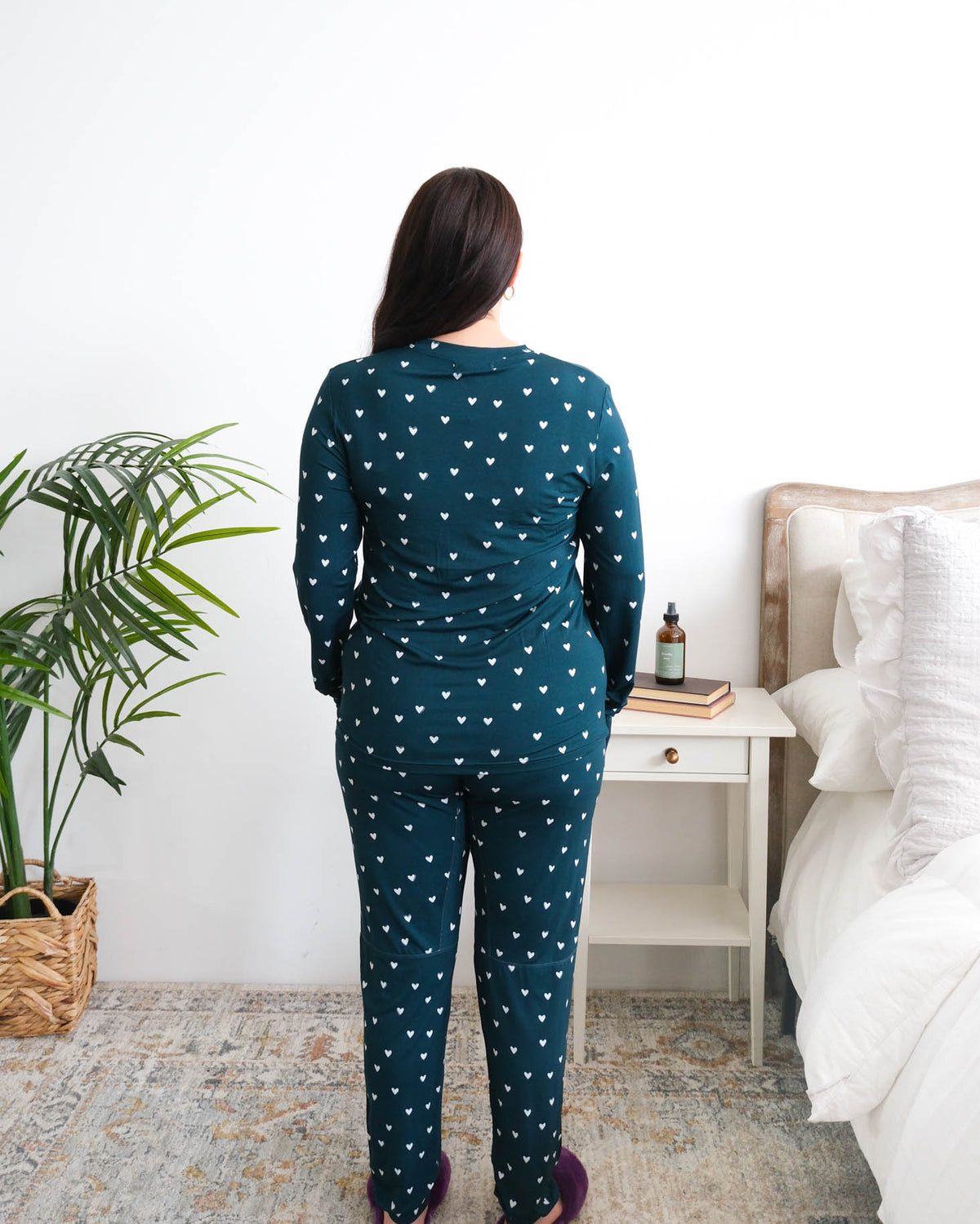 Georgia Rylan Sweetheart Slumber Jogger Set model back view — Cloud Nine Pajamas
