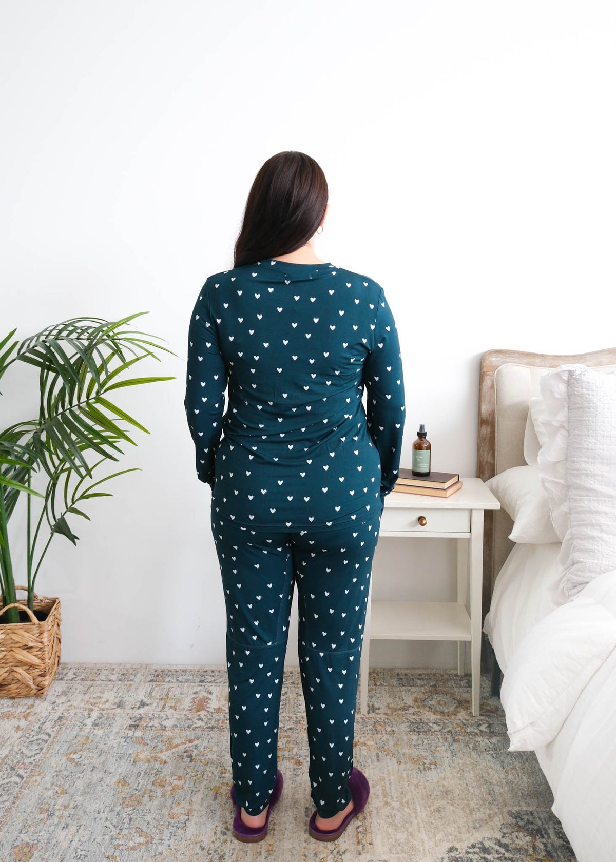 Georgia Rylan Sweetheart Slumber Jogger Set model back view — Cloud Nine Pajamas