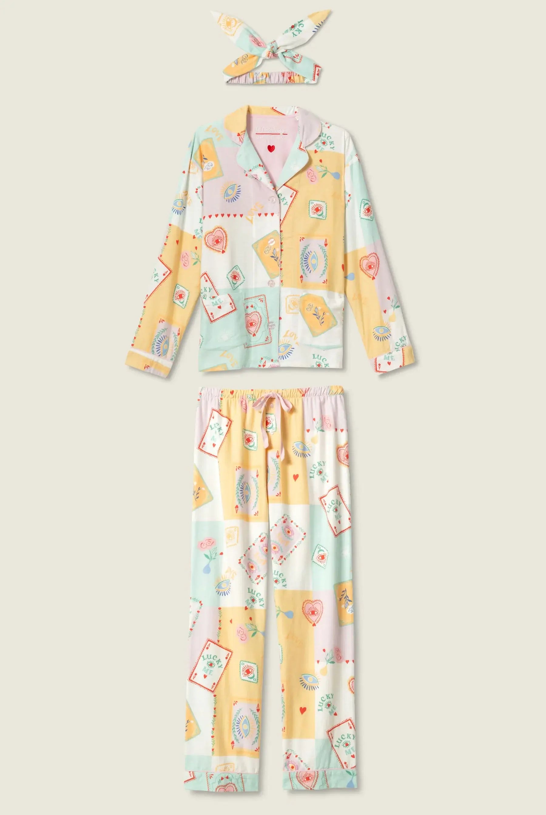 women's ivory flannel patchwork tarot card print pj set pj salvage