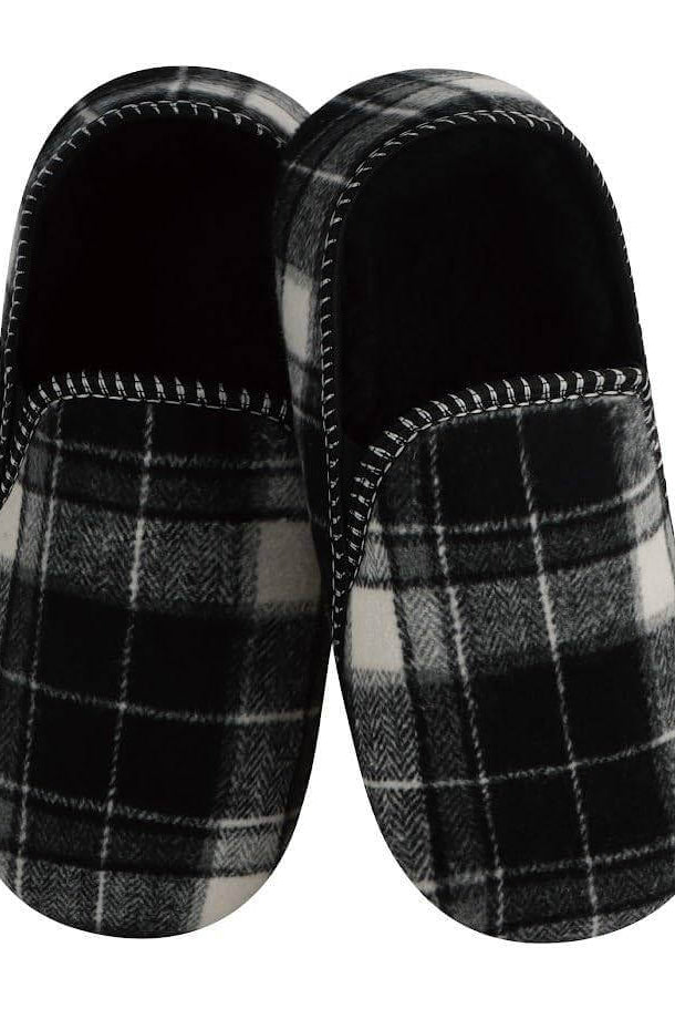 Mens Alpine Plaid Slipper Snoozies Black