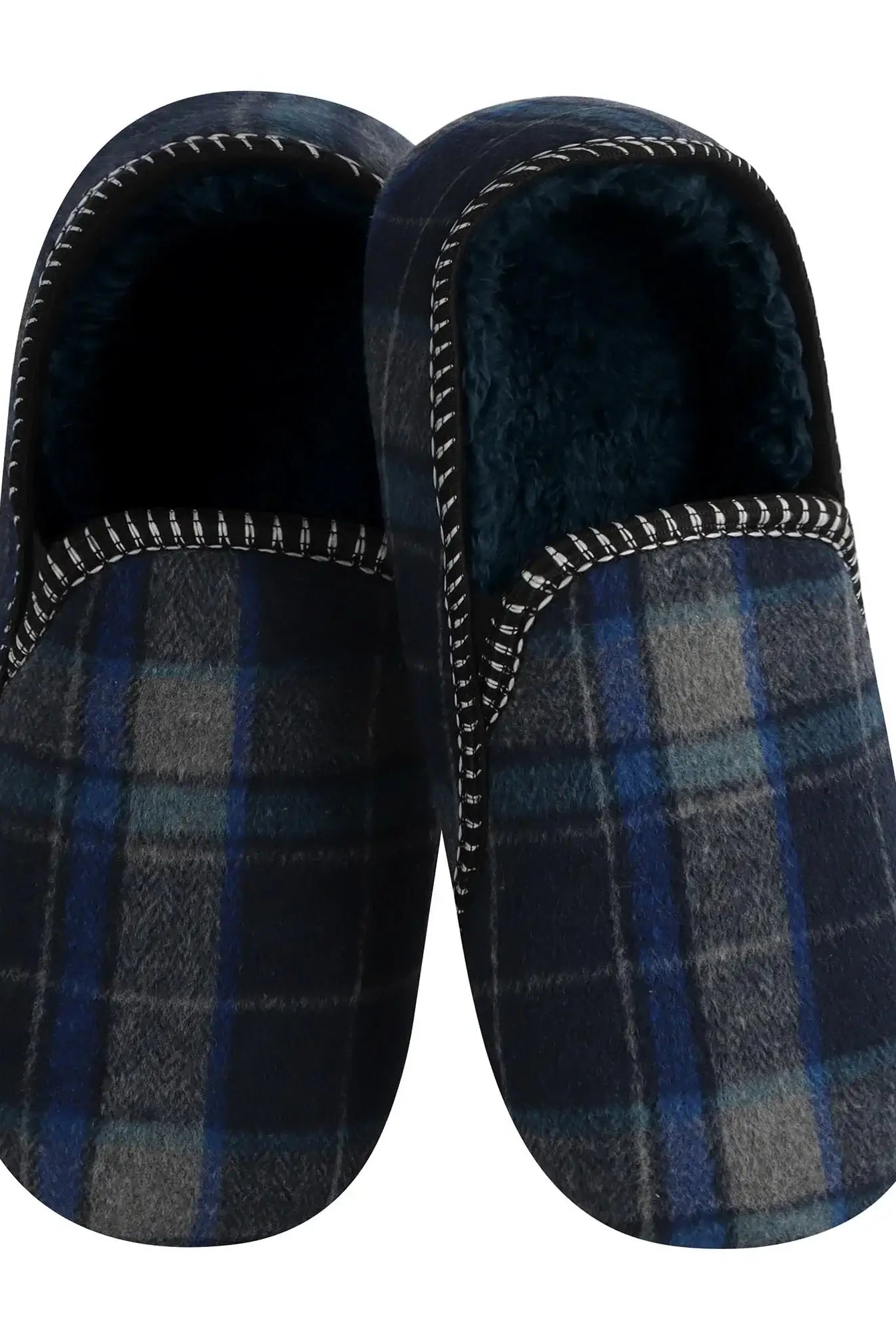 Mens Alpine Plaid Slipper Snoozies Blue