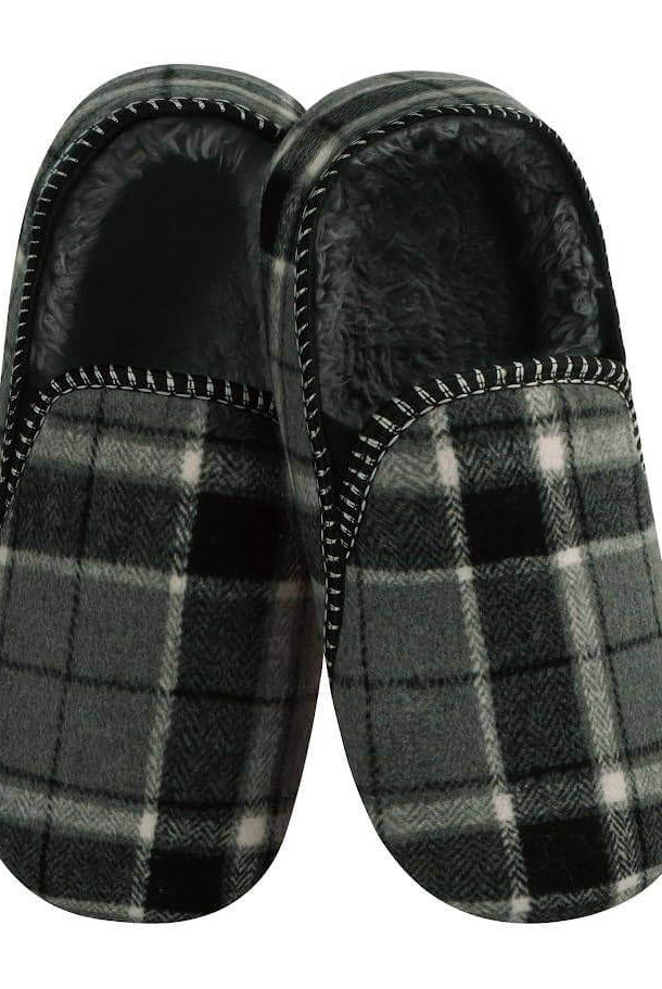 Mens Alpine Plaid Slipper Snoozies Grey