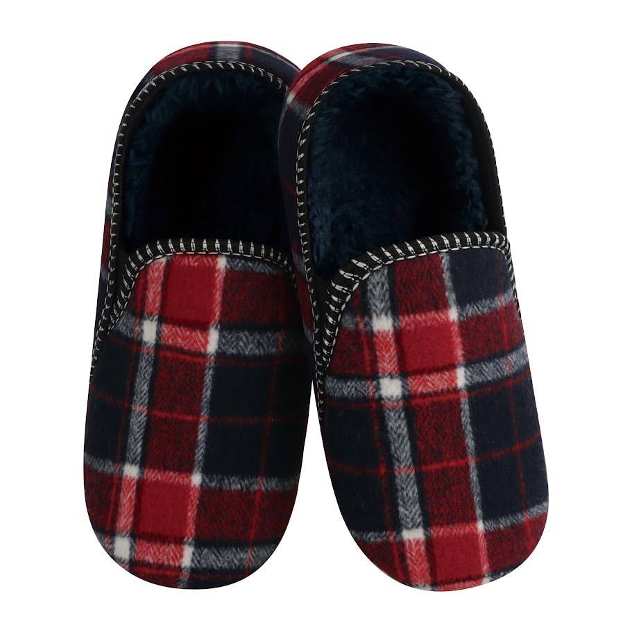 Mens Alpine Plaid Slipper Snoozies Red