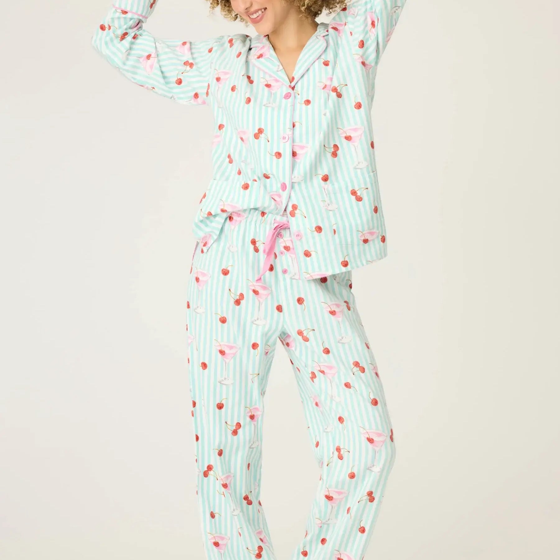 women's mint flannel drinks print pj set pj salvage