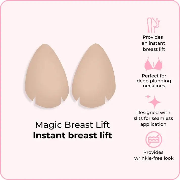 Magic Breast Lift product with features on a pink background