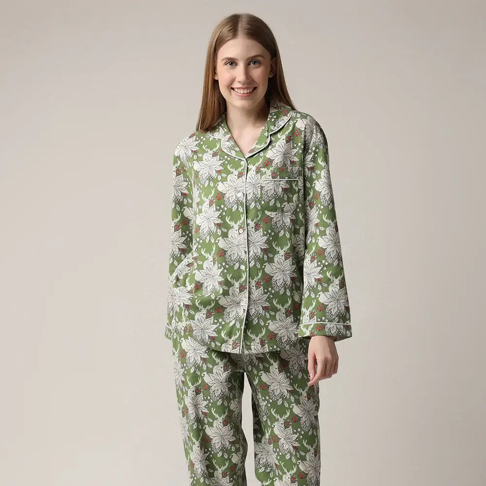 Winter Trails Flannel Pajama Set | Mahogany