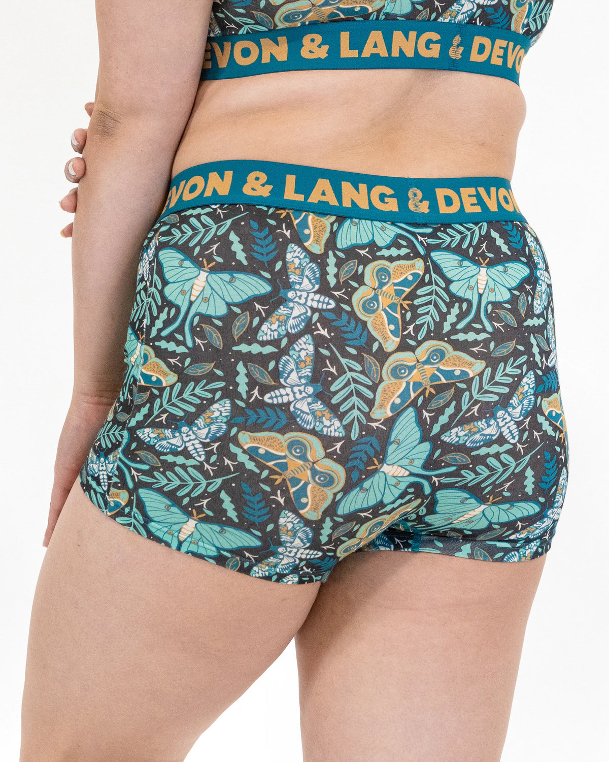 Devon + Lang Bria Boyshort in Midnight Moths print — Cloud Nine Pajamas Edmonton