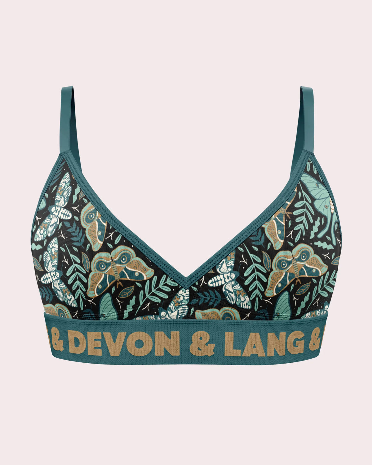 Devon + Lang Bria Wireless Bralette in Midnight Moths print — Cloud Nine Pajamas Edmonton