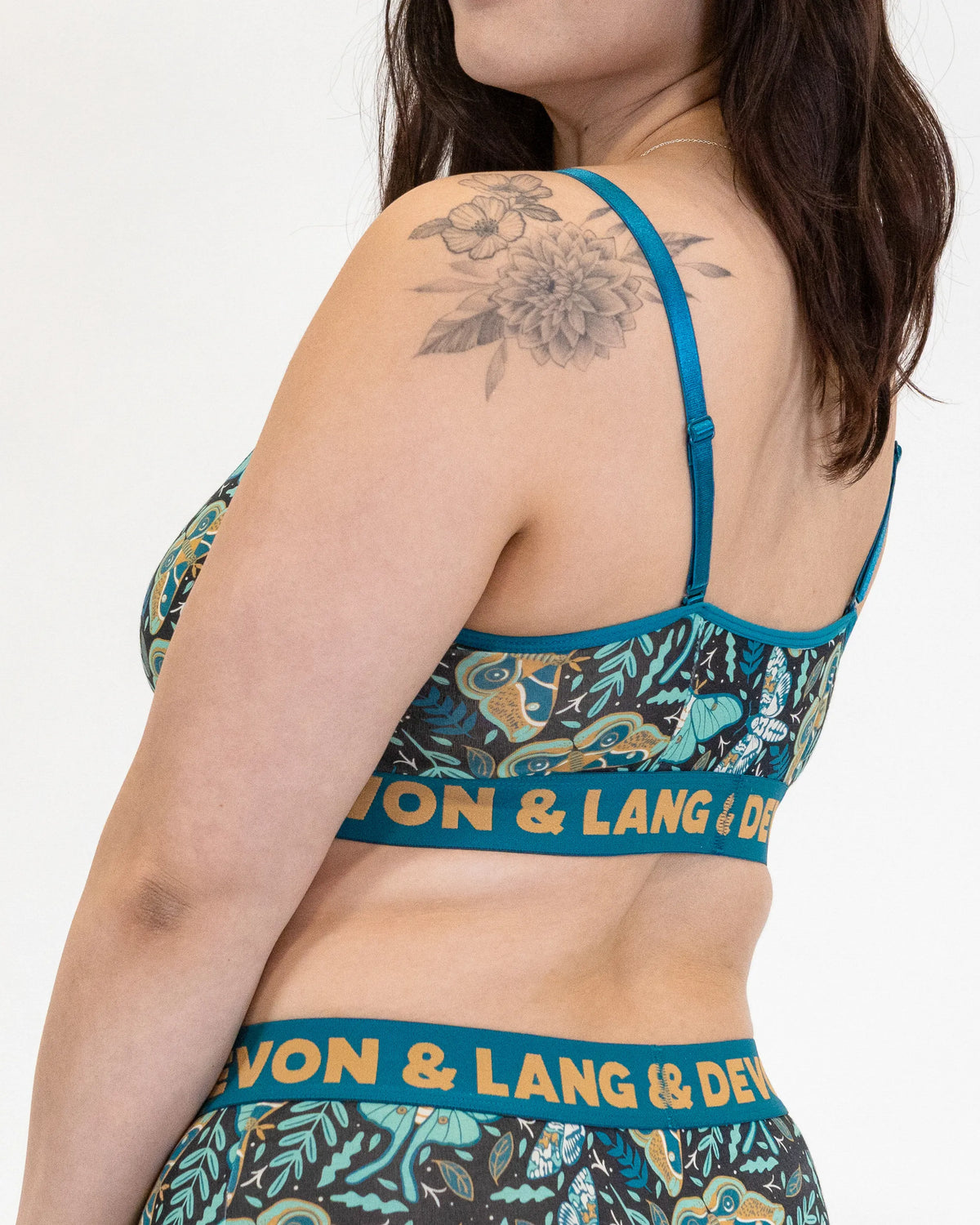 Devon + Lang Bria Wireless Bralette in Midnight Moths print — Cloud Nine Pajamas Edmonton