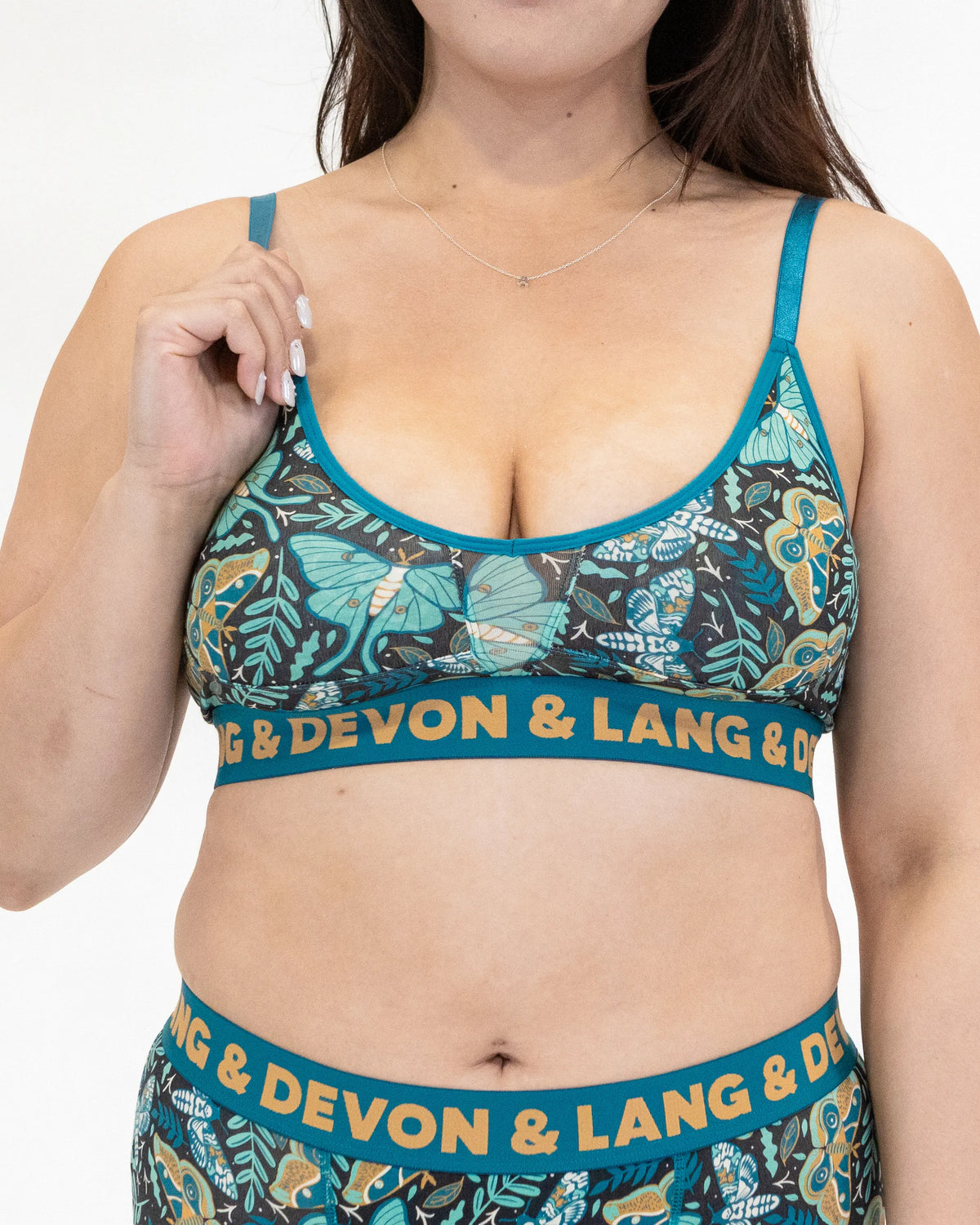 Devon + Lang Bria Wireless Bralette in Midnight Moths print — Cloud Nine Pajamas Edmonton