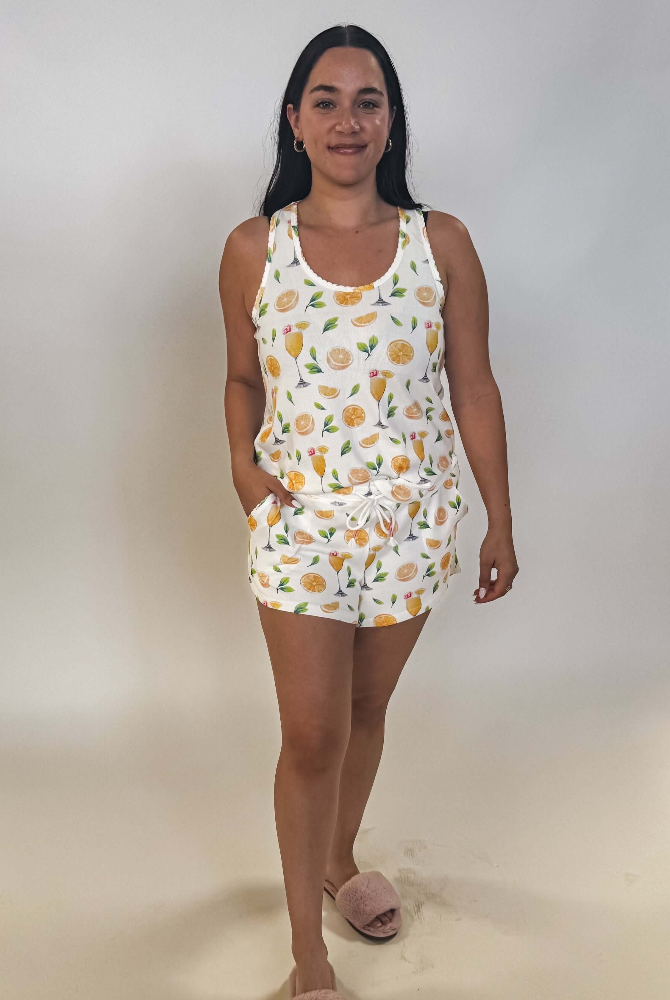 Mimosa Me Drink Print Tank + Short PJ Set PJ SALVAGE