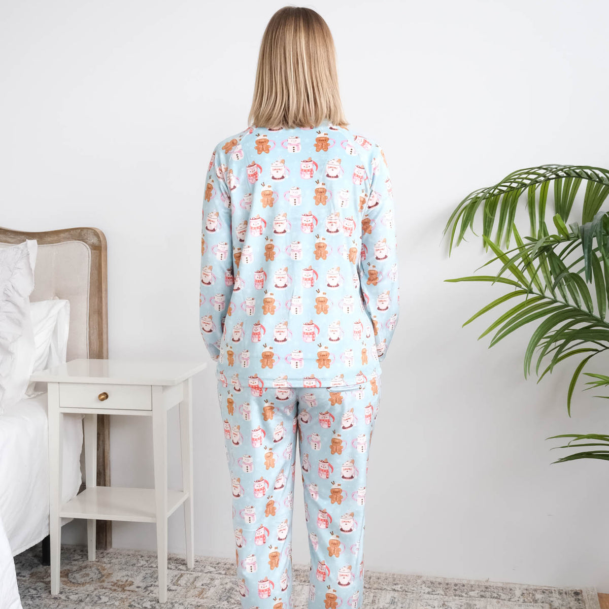 Miranda Nic Coffee and Cocoa Velour PJ Set back view — Cloud Nine Pajamas Edmonton