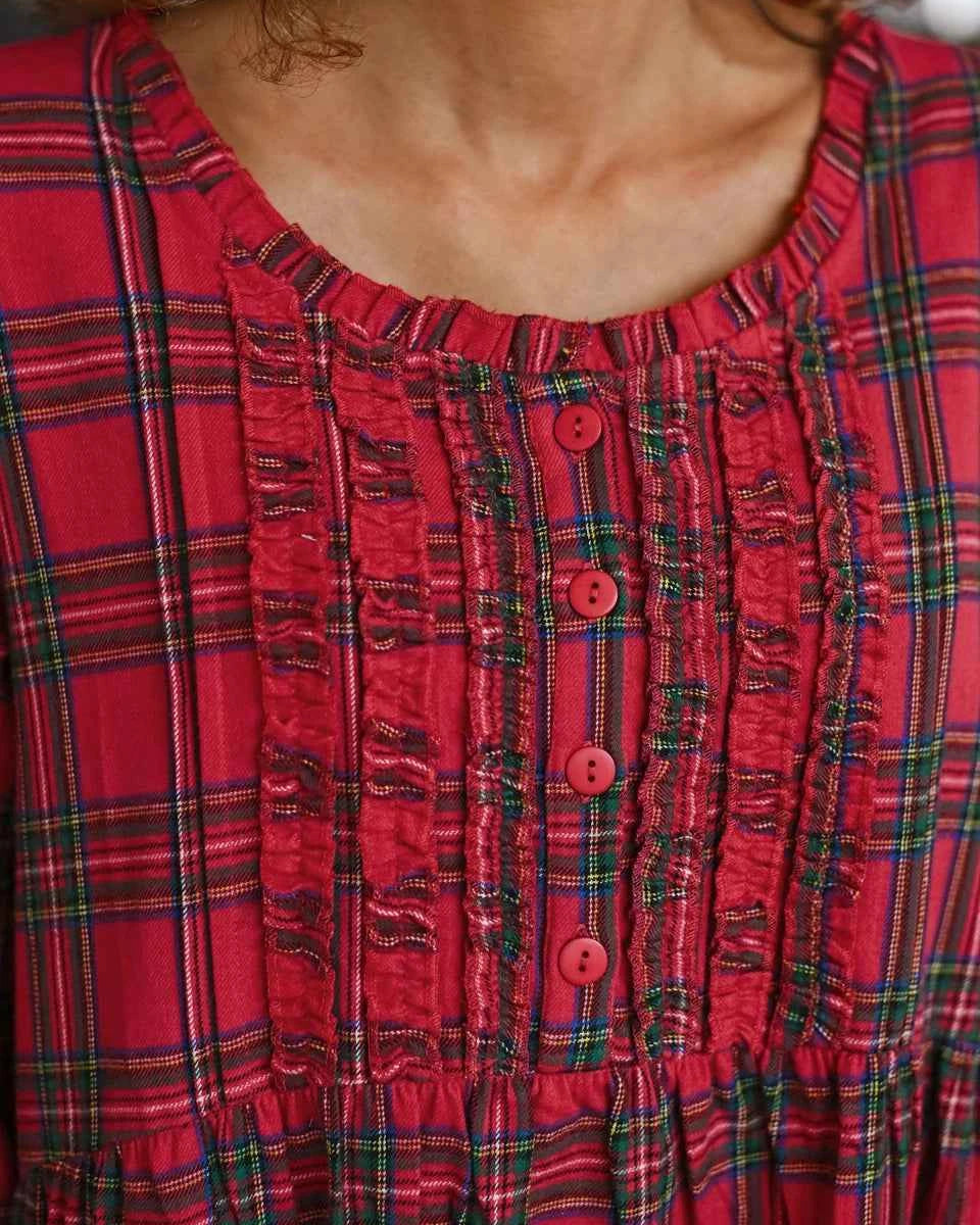 Flannel Nightgown Fireside Red Plaid