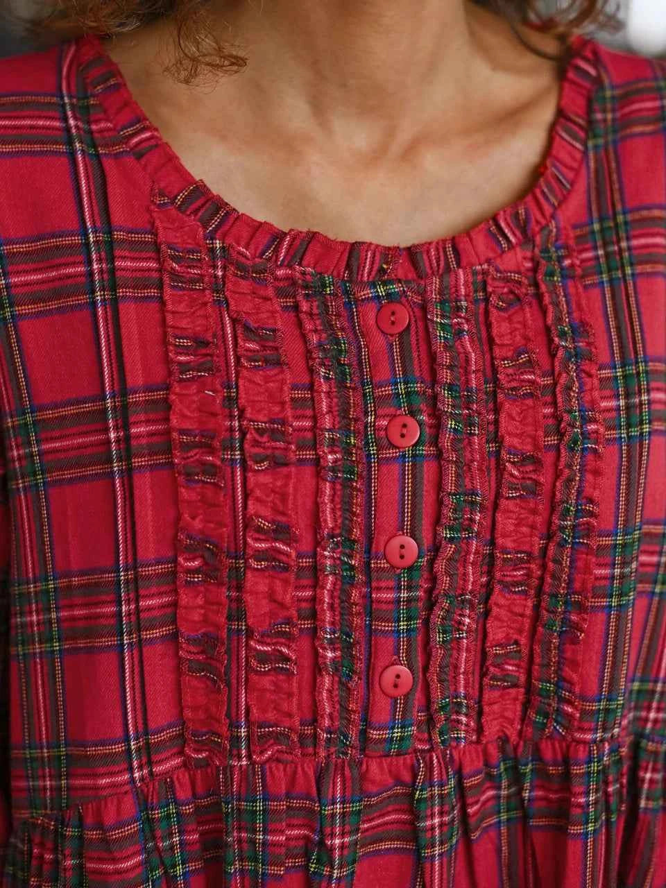 Flannel Nightgown Fireside Red Plaid