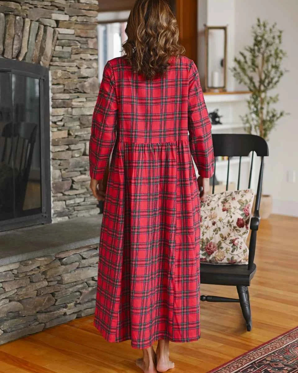Flannel Nightgown Fireside Red Plaid