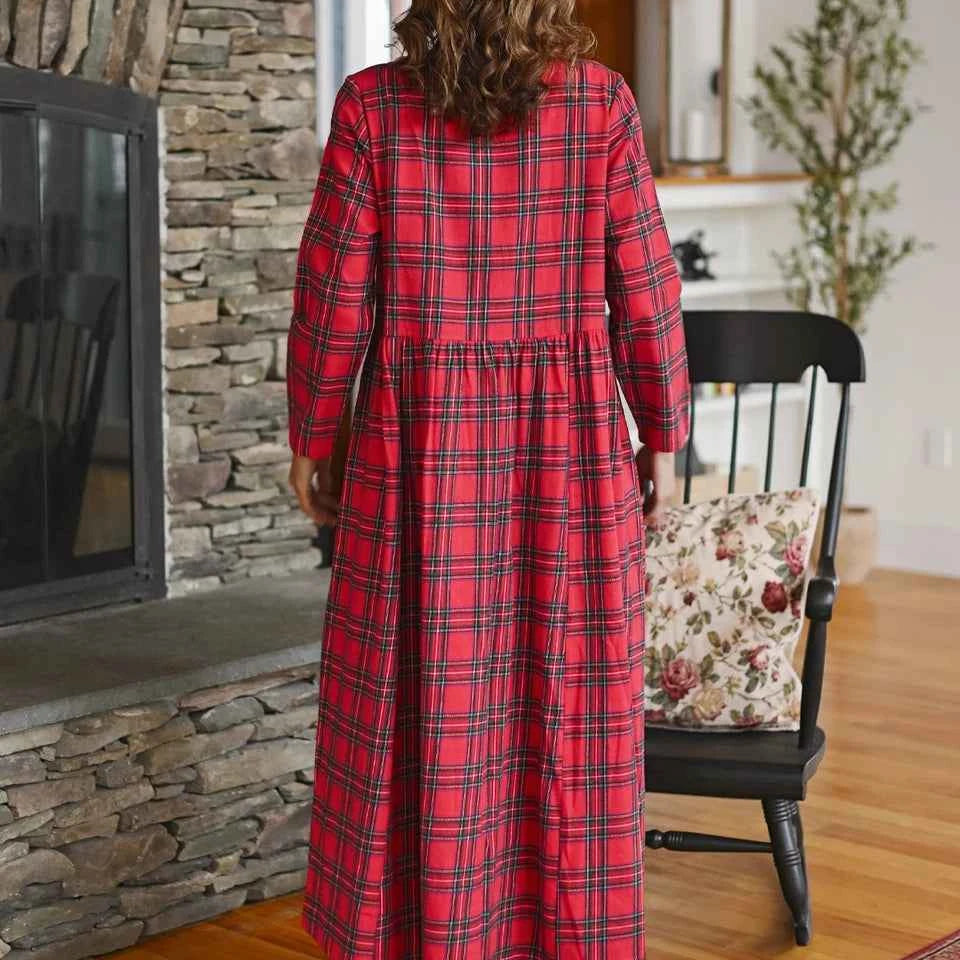 Flannel Nightgown Fireside Red Plaid