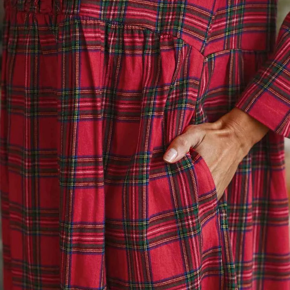Flannel Nightgown Fireside Red Plaid