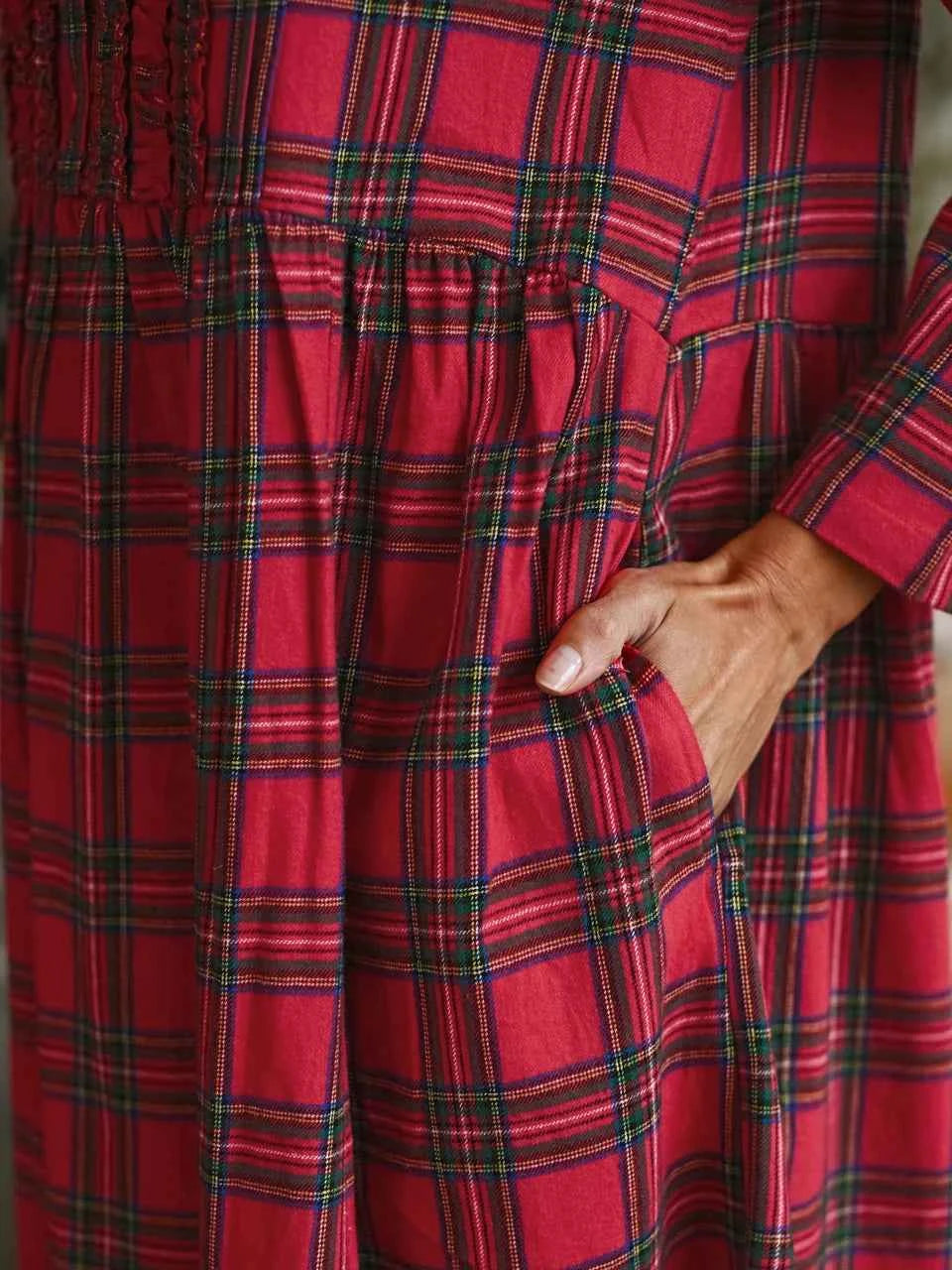 Flannel Nightgown Fireside Red Plaid