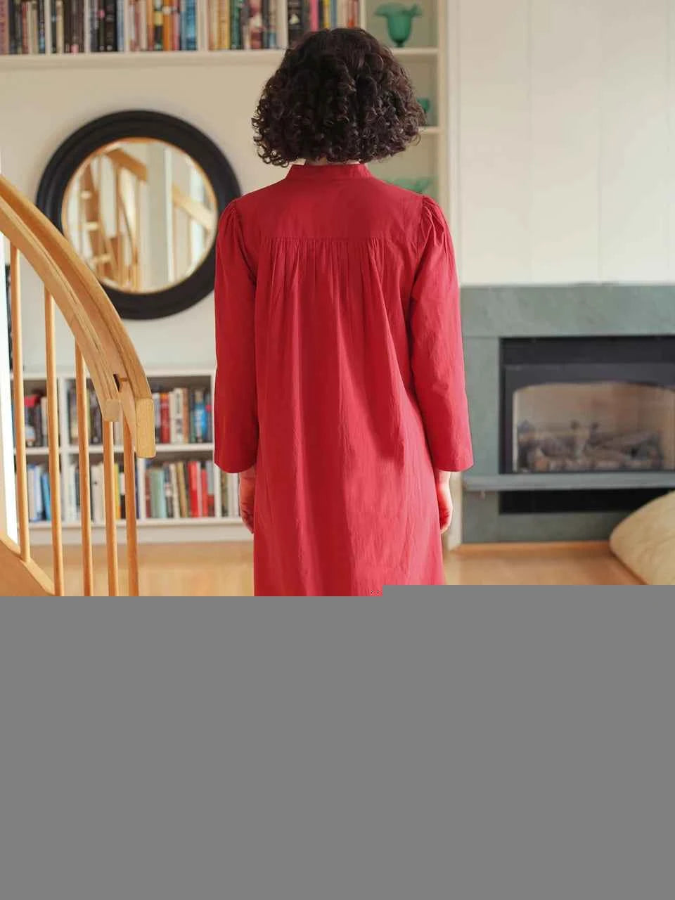 Long Cotton Nightgown Merriment Red