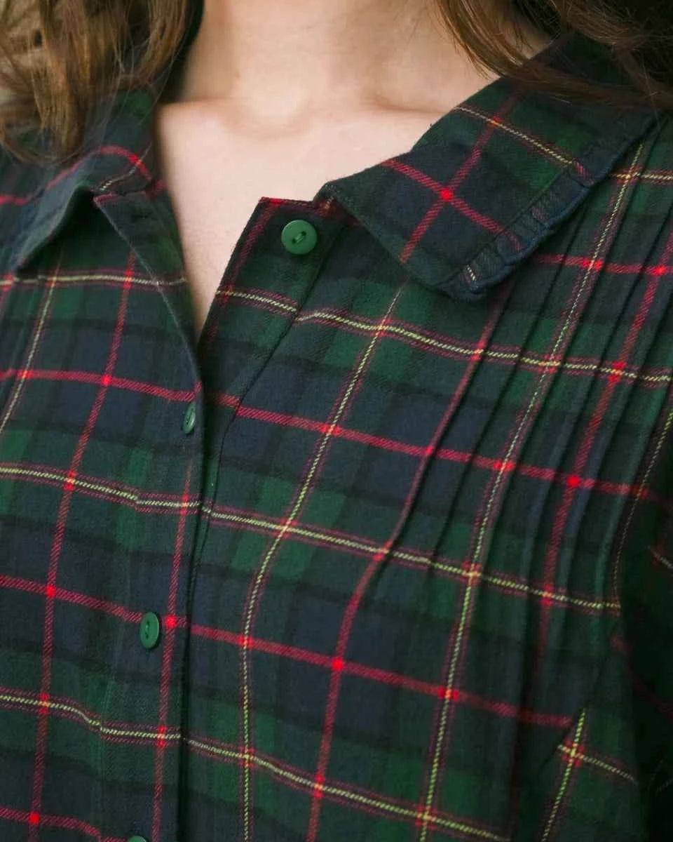 Long Flannel Nightgown Saratoga Blue Plaid