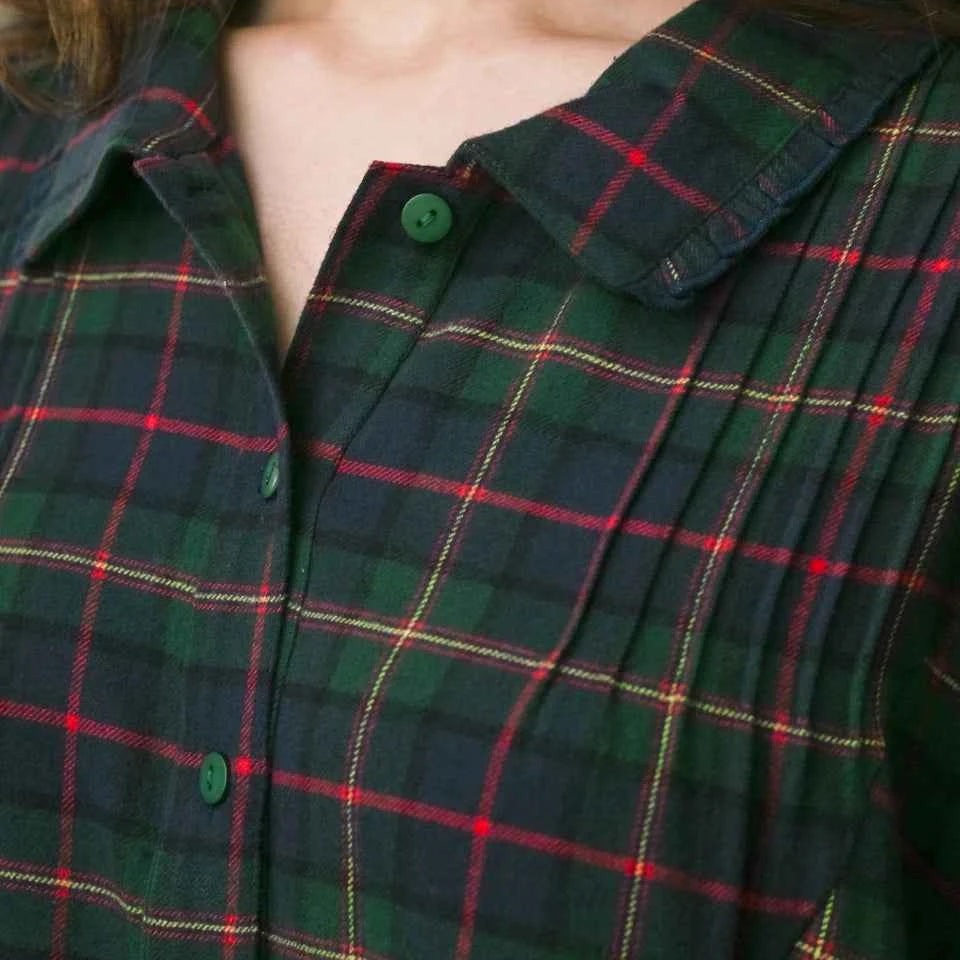 Long Flannel Nightgown Saratoga Blue Plaid