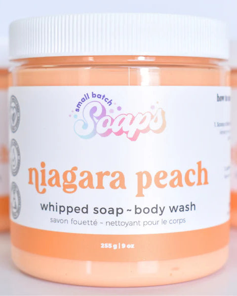 Small Batch Soaps Niagara Peach Whipped Soap 225g jar — Cloud Nine Pajamas Edmonton