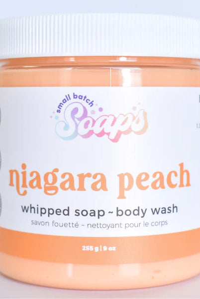 Small Batch Soaps Niagara Peach Whipped Soap 225g jar — Cloud Nine Pajamas Edmonton