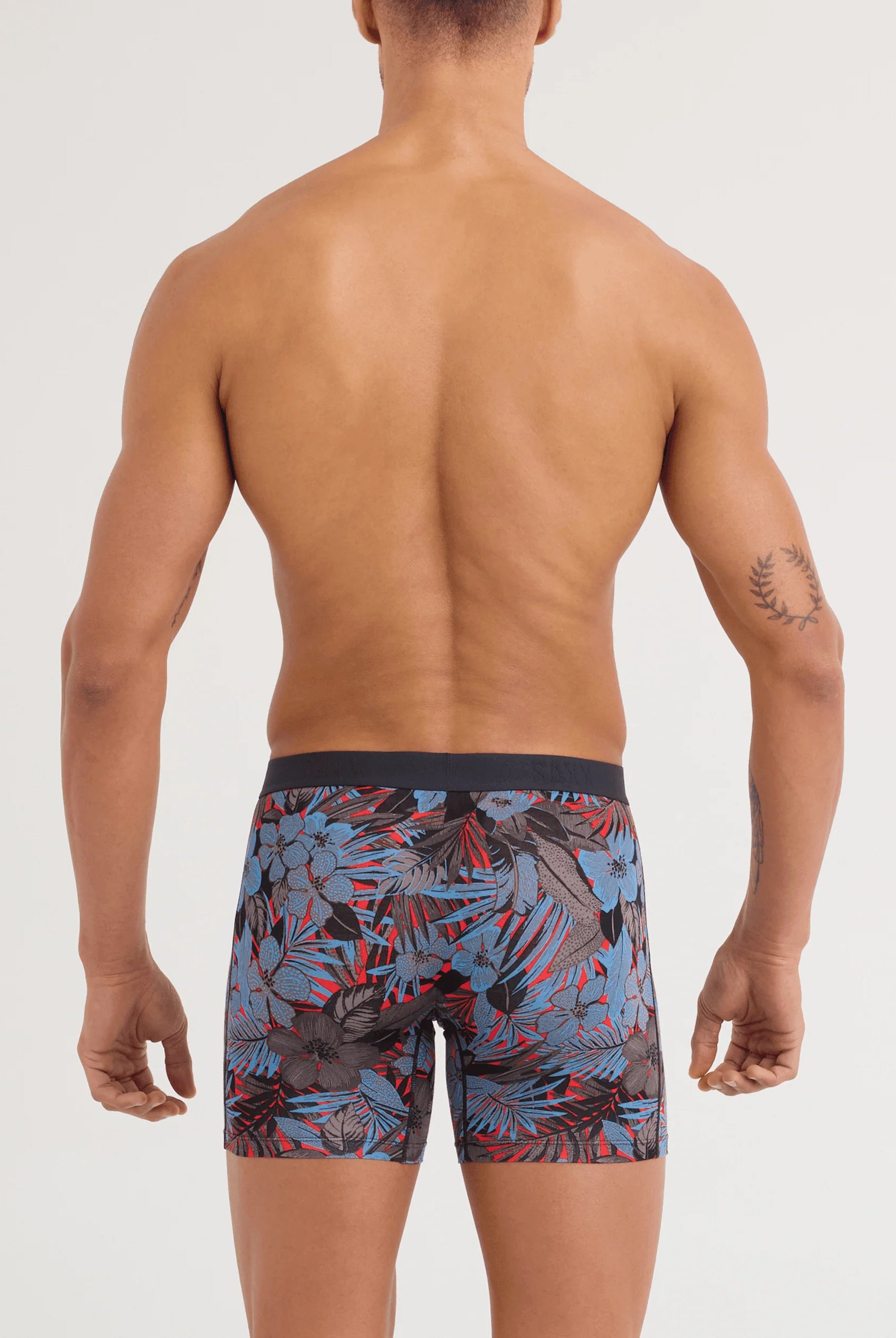 SAXX Vibe Xtra Soft Boxer Brief Night Garden back on model — Cloud Nine Pajamas