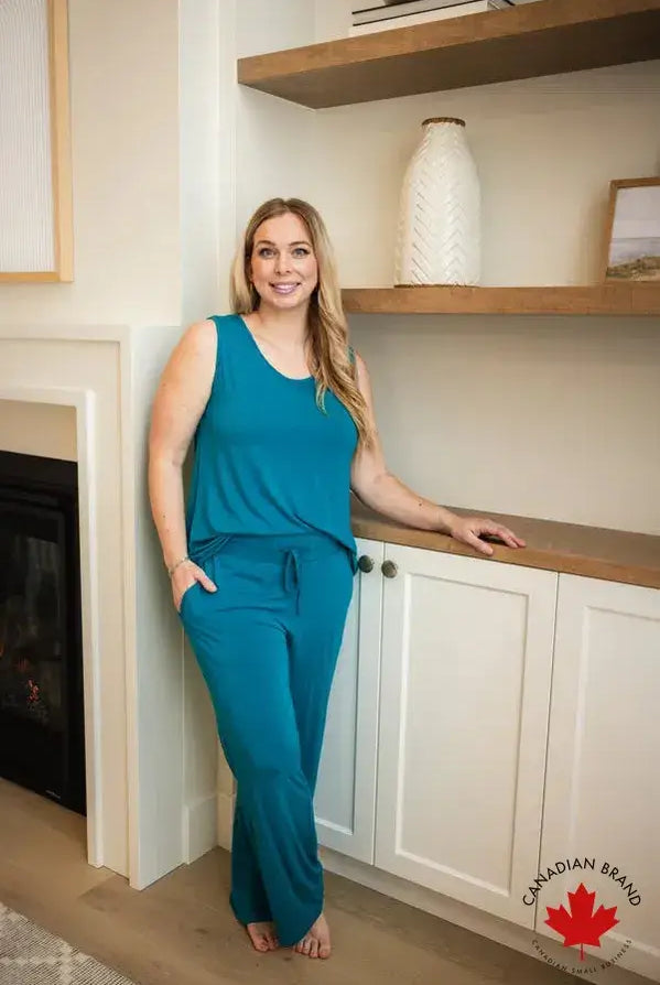 🌊 PJ Tank/Straight Leg Pant Bamboo | Cyan Teal 🌊