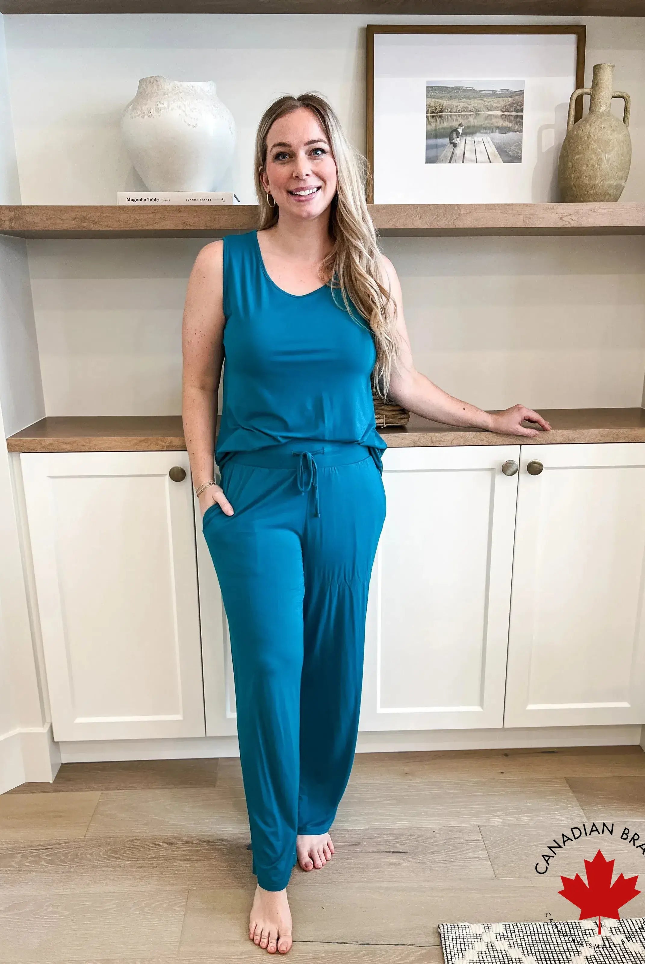 🌊 PJ Tank/Straight Leg Pant Bamboo | Cyan Teal 🌊