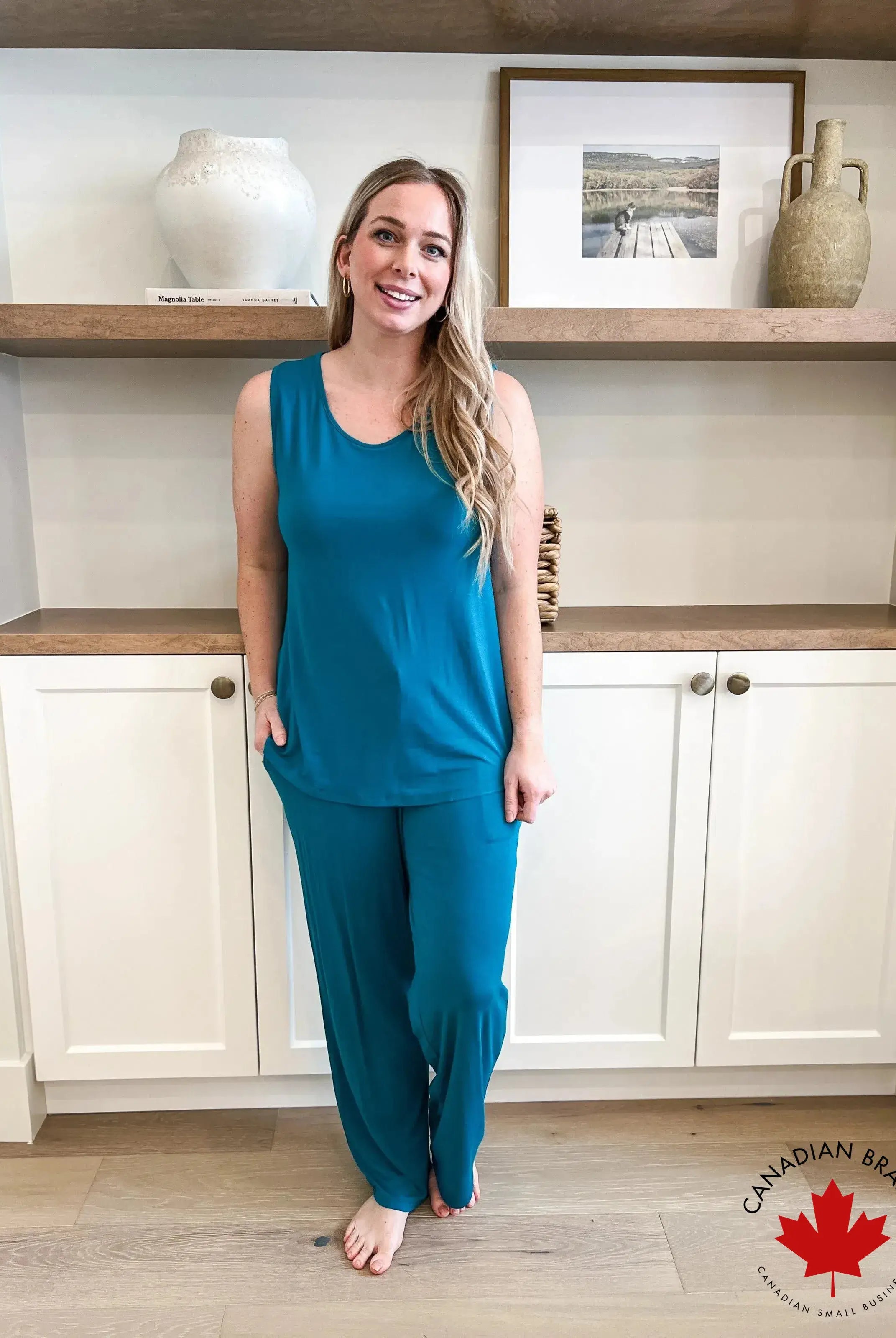 🌊 PJ Tank/Straight Leg Pant Bamboo | Cyan Teal 🌊