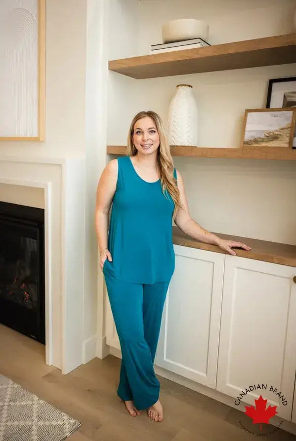 🌊 PJ Tank/Straight Leg Pant Bamboo | Cyan Teal 🌊