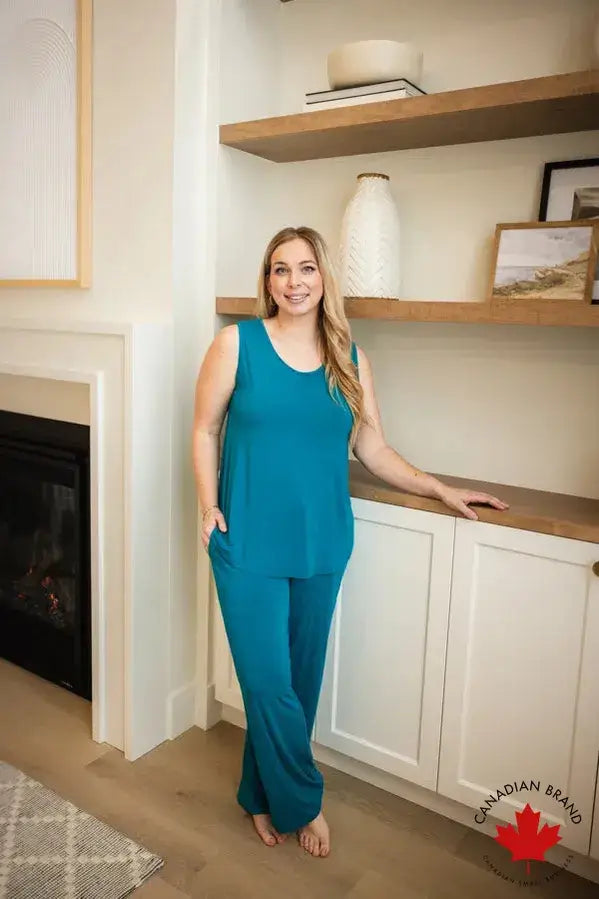 🌊 PJ Tank/Straight Leg Pant Bamboo | Cyan Teal 🌊