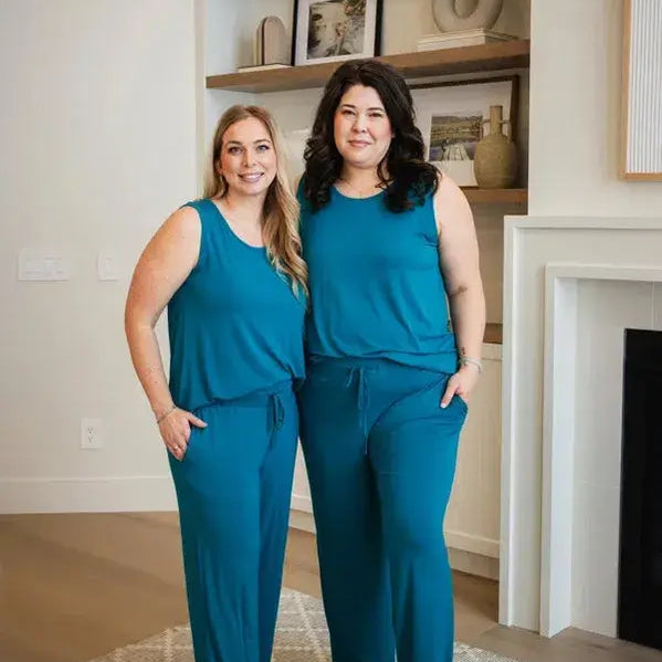π PJ Tank/Straight Leg Pant Bamboo | Cyan Teal π