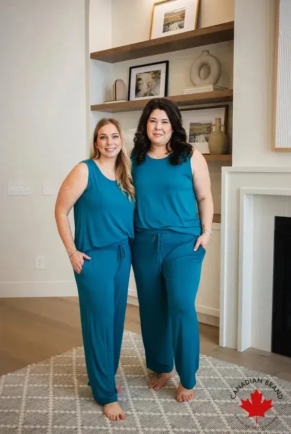 🌊 PJ Tank/Straight Leg Pant Bamboo | Cyan Teal 🌊
