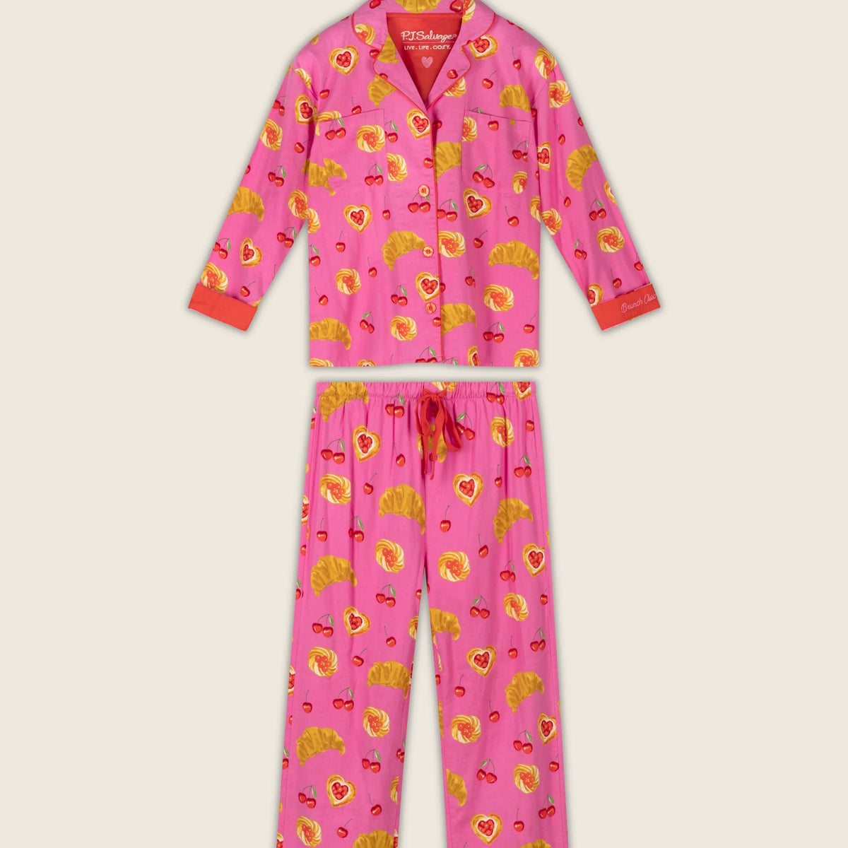 PJ Salvage Brunch Club pant set full length flat lay — Cloud Nine Pajamas