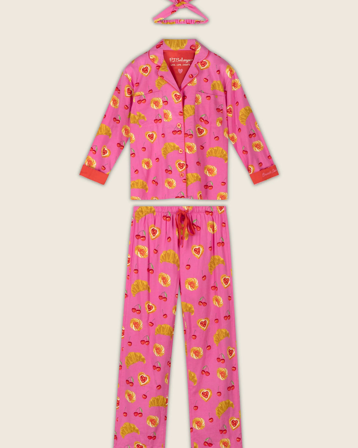 PJ Salvage Brunch Club pant set full length flat lay — Cloud Nine Pajamas