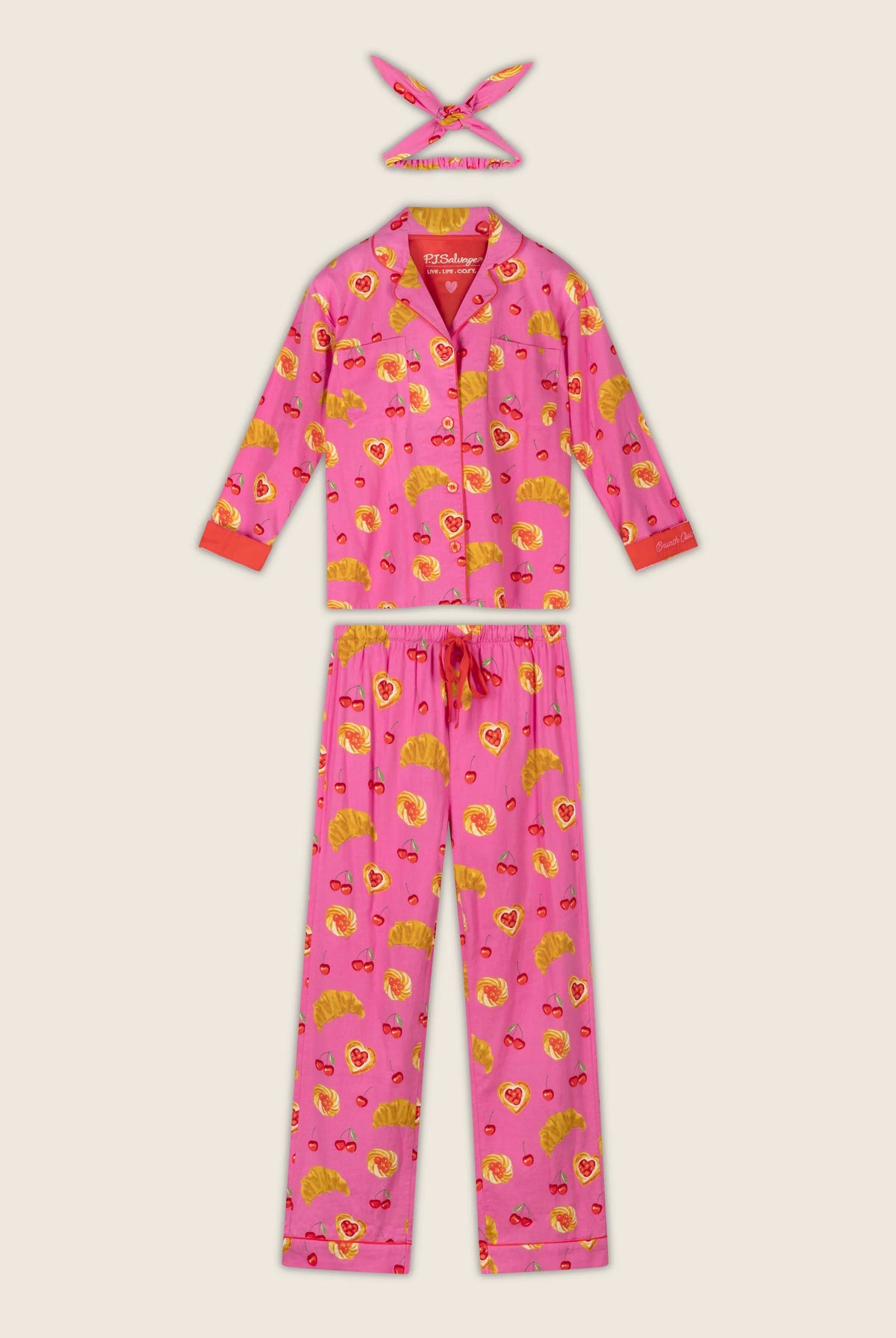 PJ Salvage Brunch Club pant set full length flat lay — Cloud Nine Pajamas