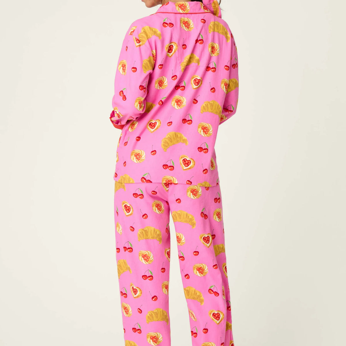 PJ Salvage Brunch Club Pink Rose pant set back view — Cloud Nine Pajamas