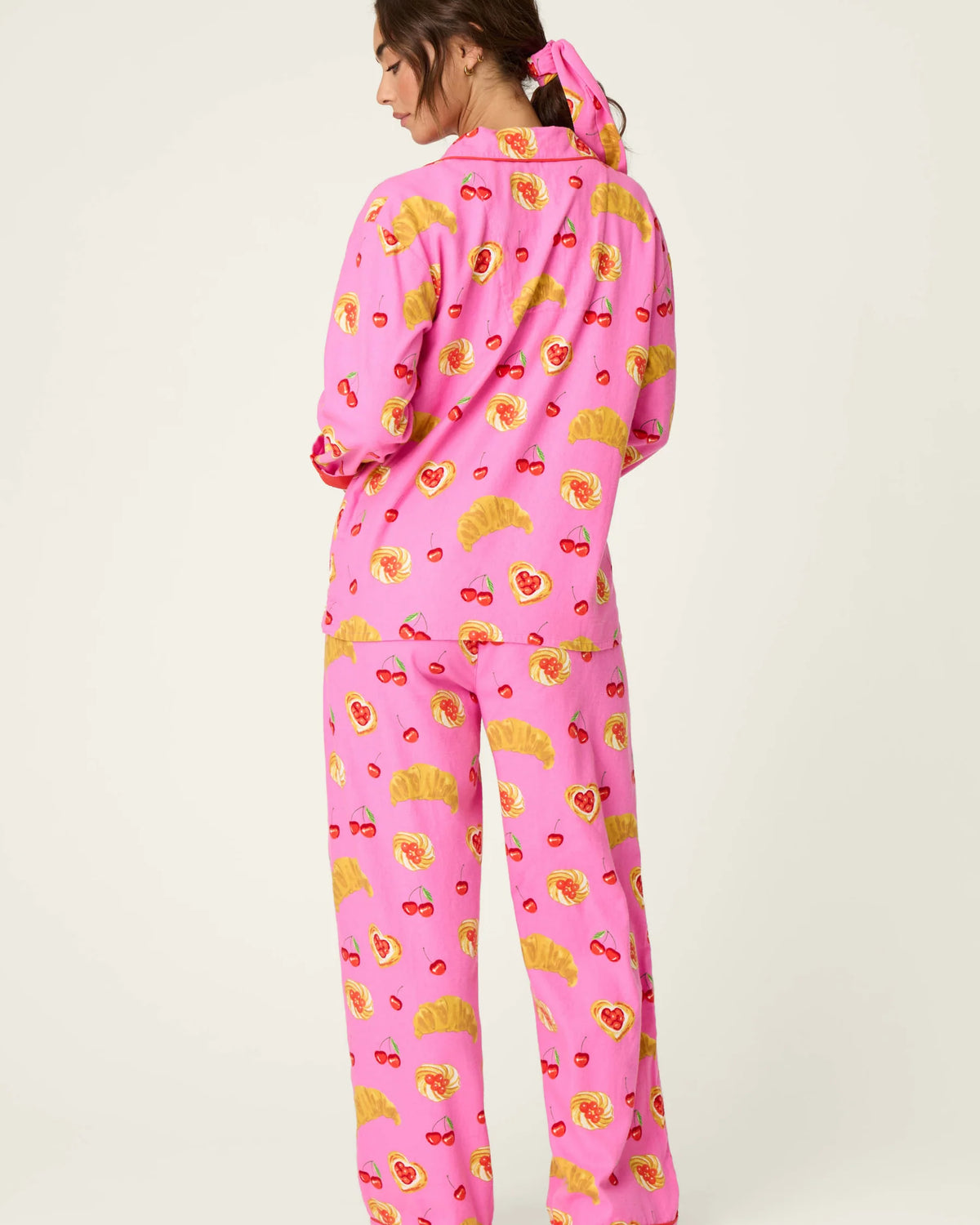 PJ Salvage Brunch Club Pink Rose pant set back view — Cloud Nine Pajamas