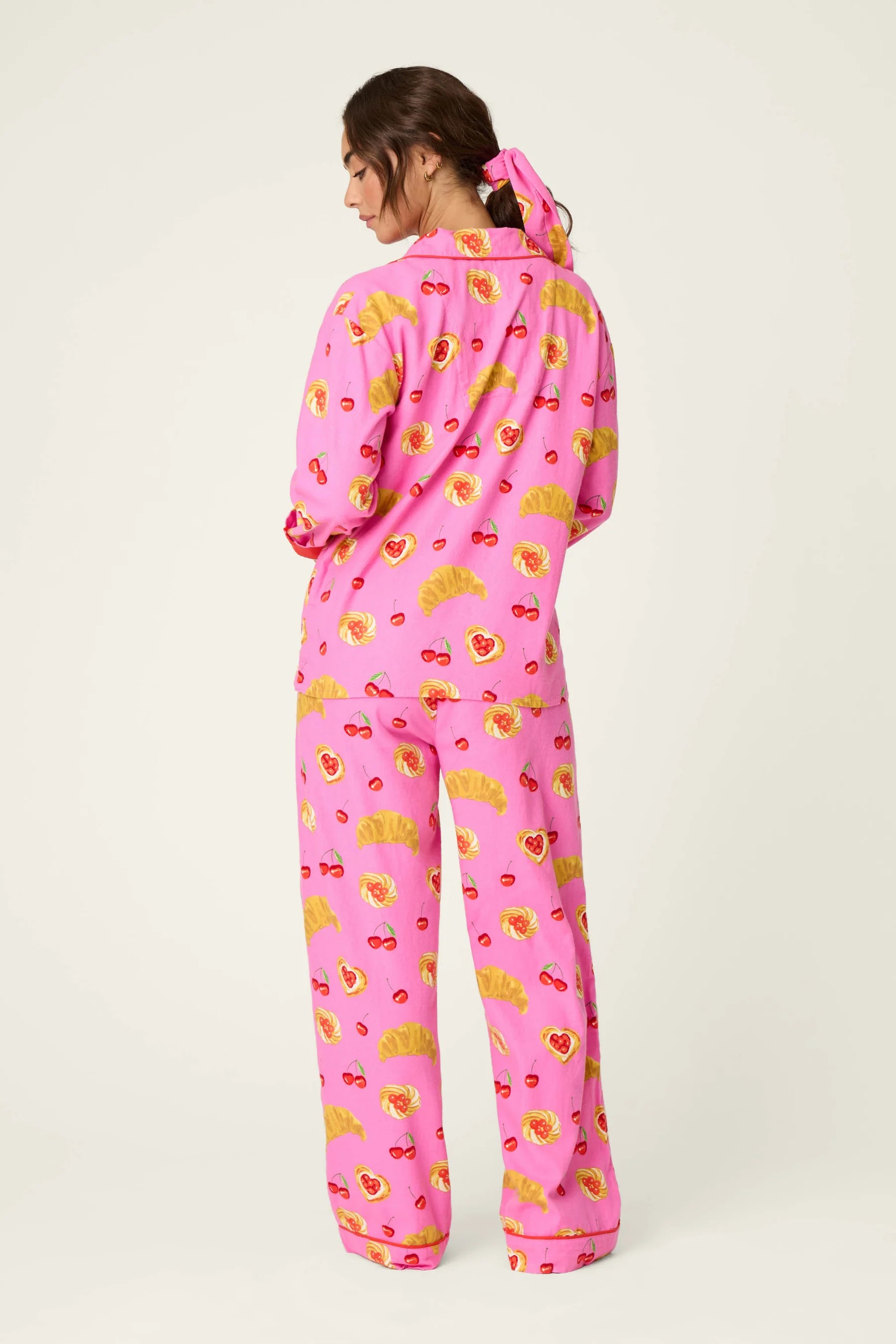 PJ Salvage Brunch Club Pink Rose pant set back view — Cloud Nine Pajamas