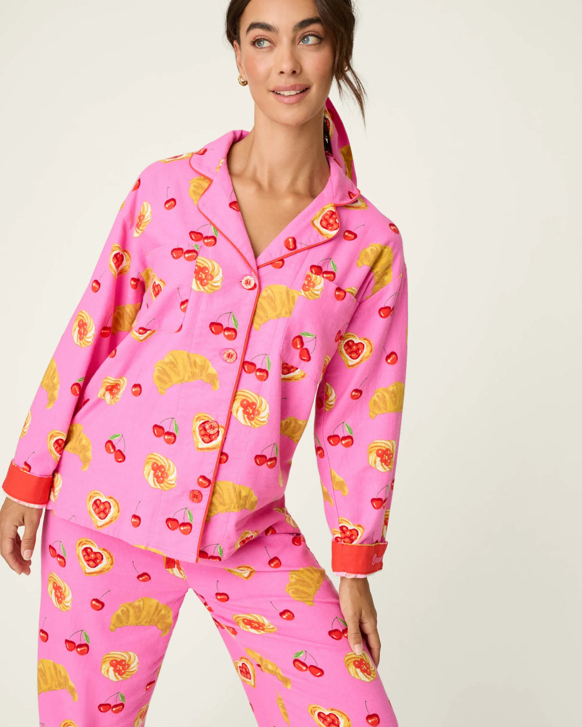 PJ Salvage Brunch Club pastry cherry print close-up — Cloud Nine Pajamas