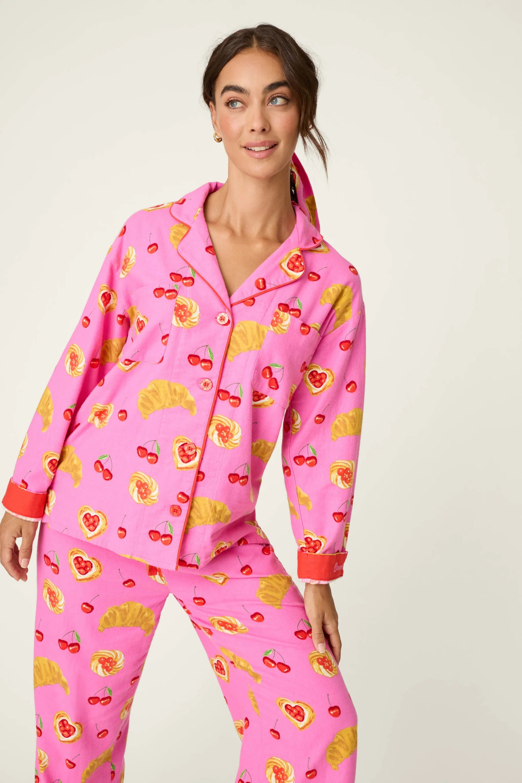 PJ Salvage Brunch Club pastry cherry print close-up — Cloud Nine Pajamas