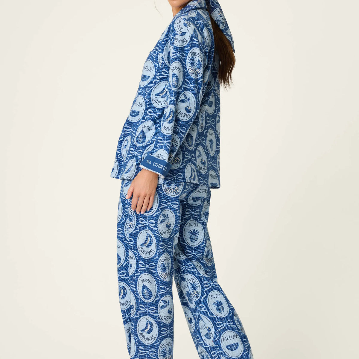 PJ Salvage Ma Cherie flannel pyjama set back view — Cloud Nine Pajamas