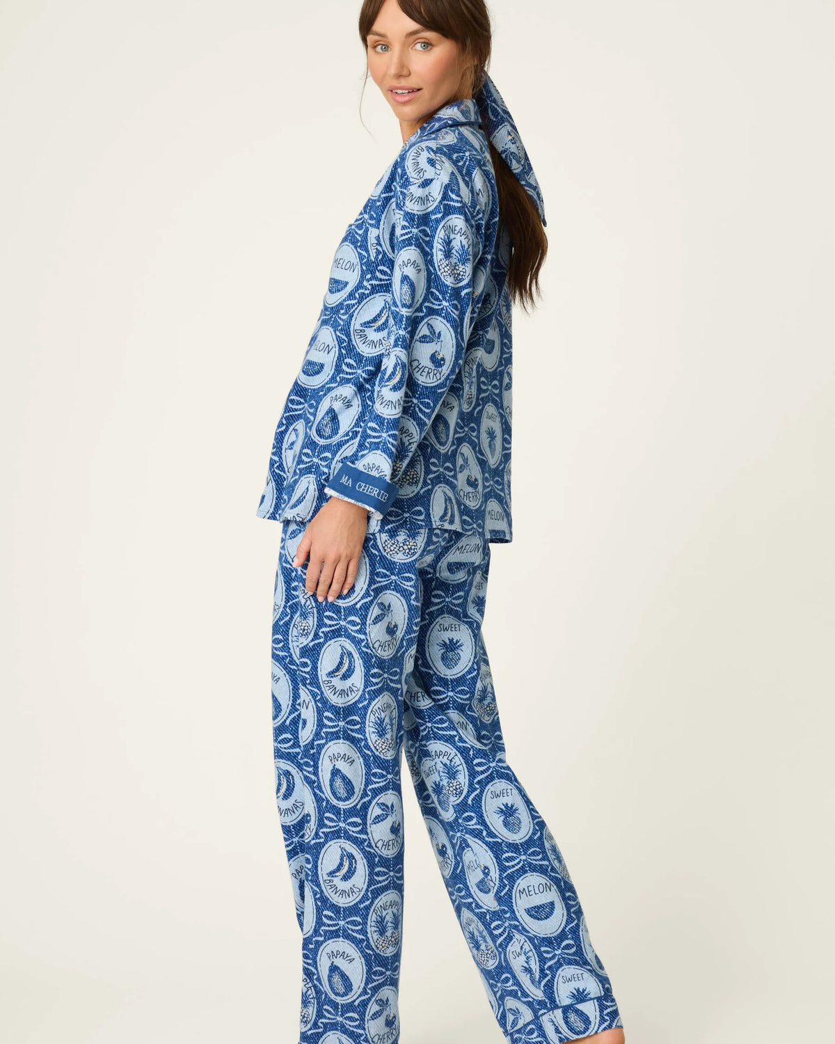PJ Salvage Ma Cherie flannel pyjama set back view — Cloud Nine Pajamas
